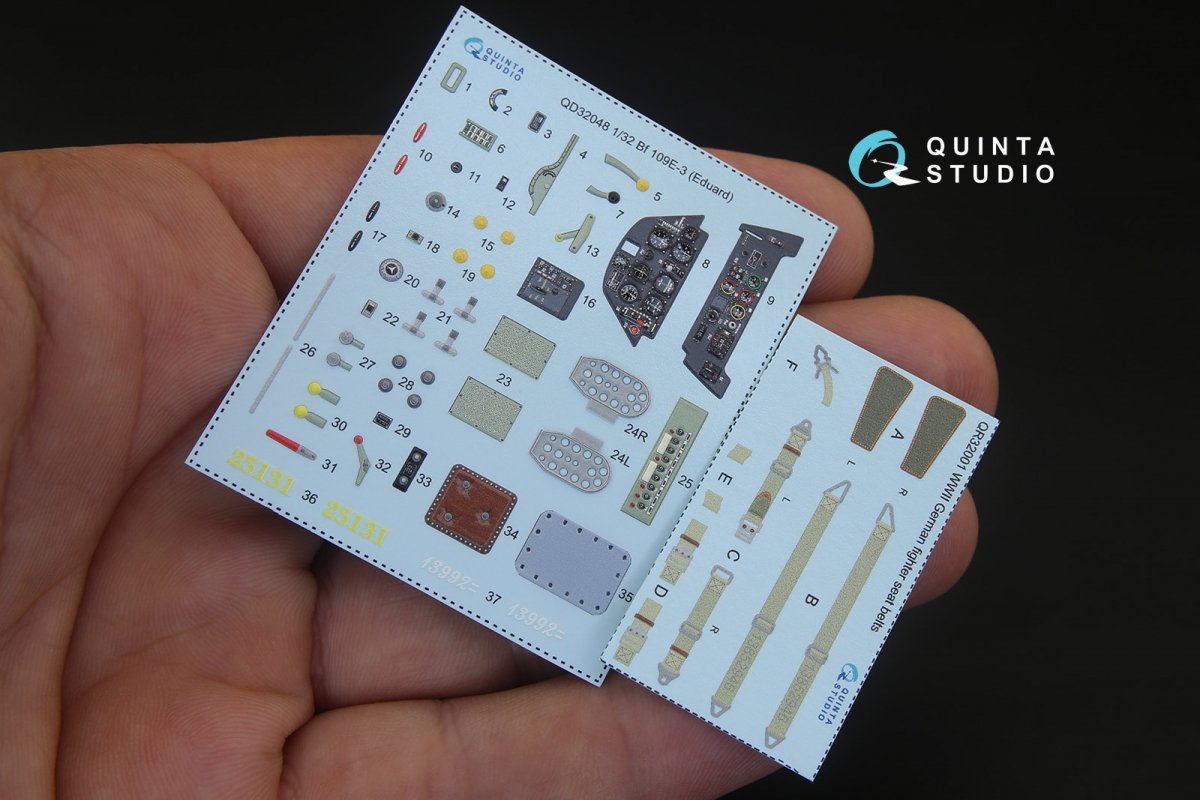Quinta Studio QD32048 Bf 109E-3 3D-Printed &amp;amp; colored Interior on decal paper (for Eduard kit) 1/32 – Bild 2