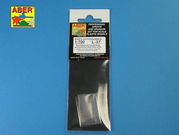 Aber 1/700L-038 Set of 20 pcs 20 mm L/65 Breda gun barrels for Italian Navy ships 1/700