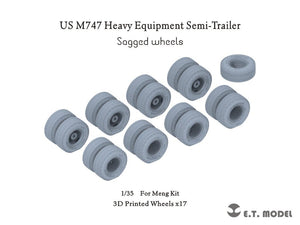 ET Model P35-119 US M747 Heavy Equipment Semi-Trailer Sagged wheels For Meng Kit 1/35