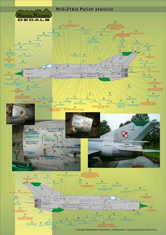 ModelMaker Decals D48020 MiG-21PFM/M/MF/bis/UM Polish stencils 1/48 – imagen 6