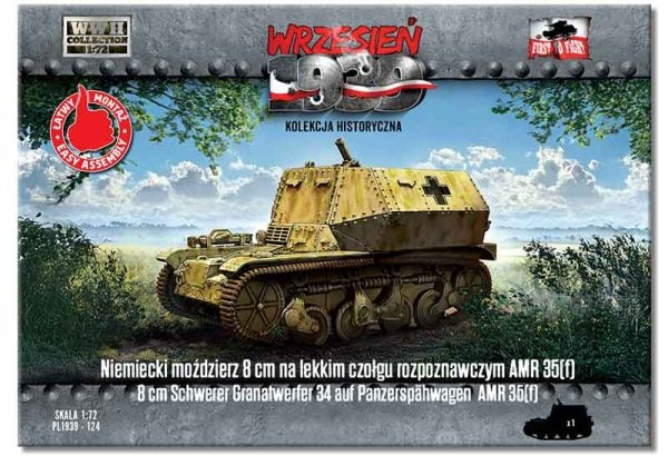 First To Fight PL124 - Niemiecki moździerz 8 cm na lekkim czołgu rozpoznawczym AMR 35(f) 1/72