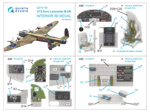 Quinta Studio QD72155 Avro Lancaster BI/III 3D-Printed colored Interior on decal paper (Airfix) 1/72 – Bild 2