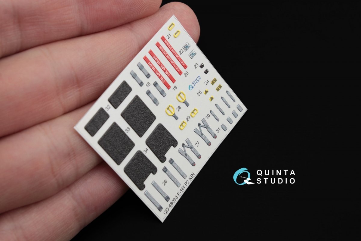 Quinta Studio QD48033 F-16I 3D-Printed &amp;amp; colored Interior on decal paper (for Kinetic kit) 1/48 – obrázek 2