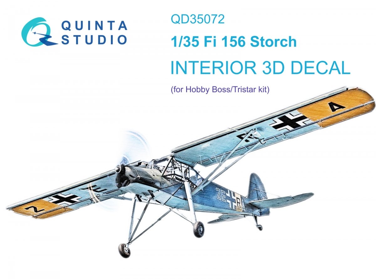 Quinta Studio QD35072 Fi 156C 3D-Printed &amp;amp; colored Interior on decal paper (Hobby Boss (ex-Tristar)) 1/35