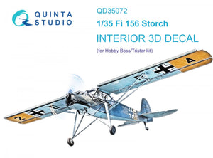 Quinta Studio QD35072 Fi 156C 3D-Printed &amp;amp; colored Interior on decal paper (Hobby Boss (ex-Tristar)) 1/35