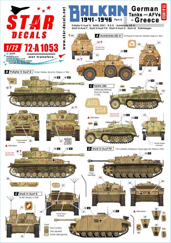 Star Decals 72-A1053 Balkan WW2 # 3. 1/72