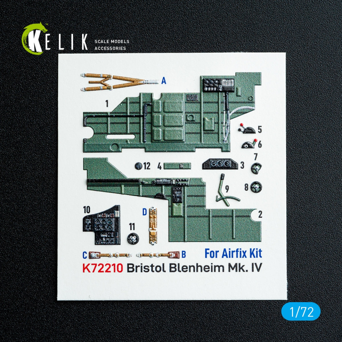 Kelik K72210 Bristol Blenheim Mk.IV - interior 3D decals for Airfix kit 1/72