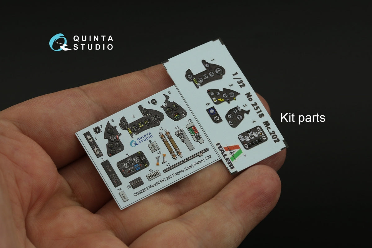 Quinta Studio QD32202 Macchi MC.202 Folgore Late 3D-Printed &amp;amp; colored Interior on decal paper (Italeri) 1/32 – Bild 12