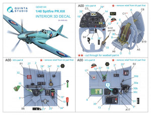 Quinta Studio QD48144 Spitfire PR.XIX 3D-Printed &amp;amp; colored Interior on decal paper (Airfix) 1/48 – image 12