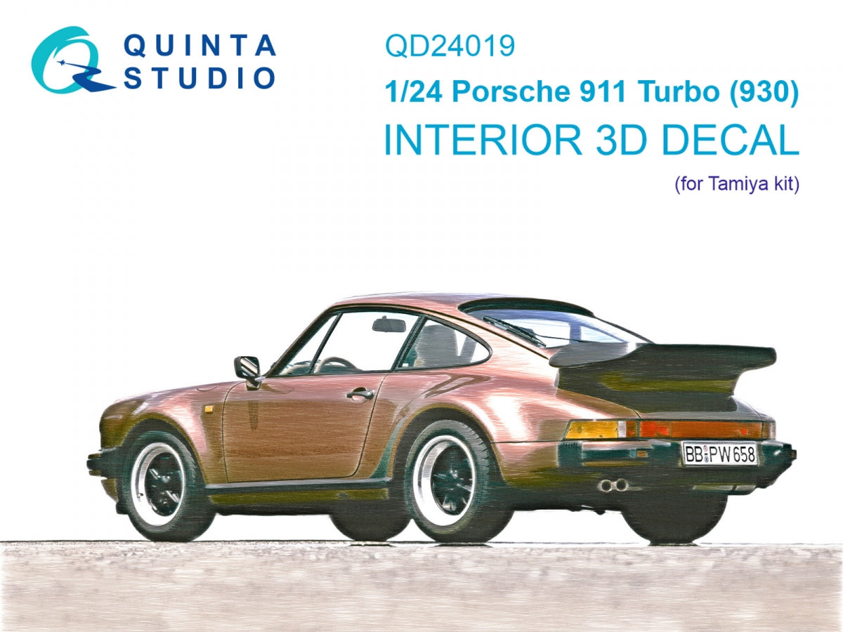 Quinta Studio QD24019 Porsche 911 Turbo (930) 3D-Printed colored Interior on decal paper (Tamiya) 1/24