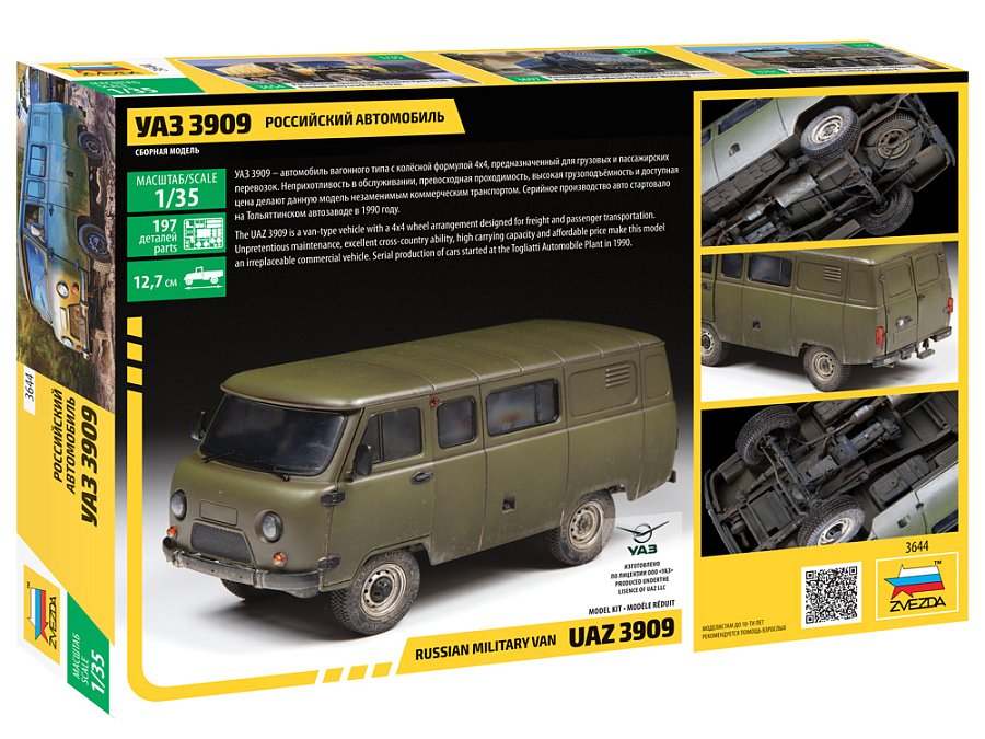 Zvezda 3644 Russian Military Van UAZ 3909 1/35 – obrázek 2