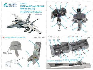 Quinta Studio QD48243 F/A-18F late / EA-18G 3D-Printed &amp;amp; colored Interior on decal paper ( Meng ) 1/48 – Bild 2