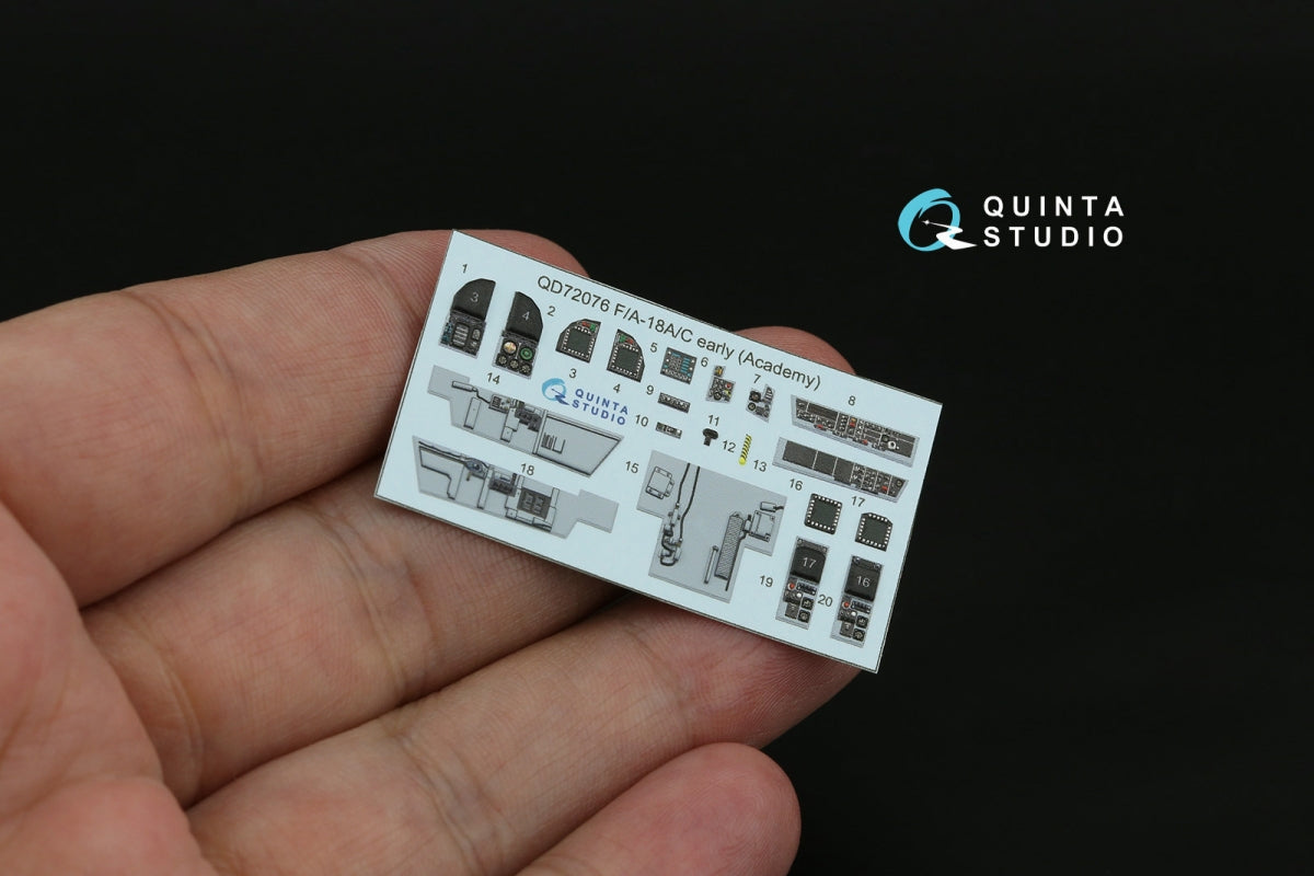 Quinta Studio QD72076 F/A-18A/C early 3D-Printed &amp;amp; colored Interior on decal paper (Academy) 1/72 – image 3