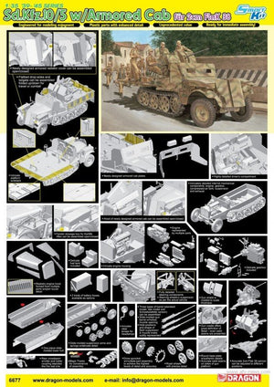 Dragon 6677 Sd.Kfz.10/5 w/Armor Cab fur 2cm FlaK 38 1/35 – obrázek 2