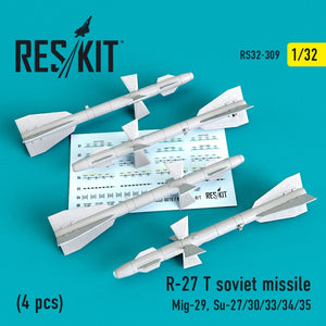 RESKIT RS32-0309 R-27T SOVIET MISSILES (4PCS) 1/32