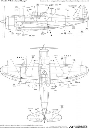 HobbyDecal ST48001V1 P-47 Stencils ver 1 1/48 – Bild 2