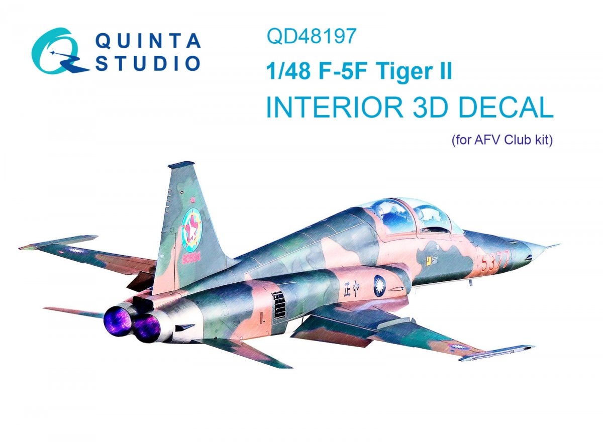 Quinta Studio QD48197 F-5F Tiger II 3D-Printed &amp;amp; colored Interior on decal paper (for AFV Club ) 1/48