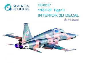 Quinta Studio QD48197 F-5F Tiger II 3D-Printed &amp;amp; colored Interior on decal paper (for AFV Club ) 1/48