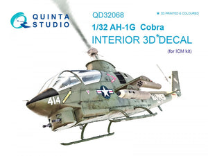 Quinta Studio QD32068 AH-1G Cobra 3D-Printed &amp;amp; colored Interior on decal paper (for ICM kit) 1/32