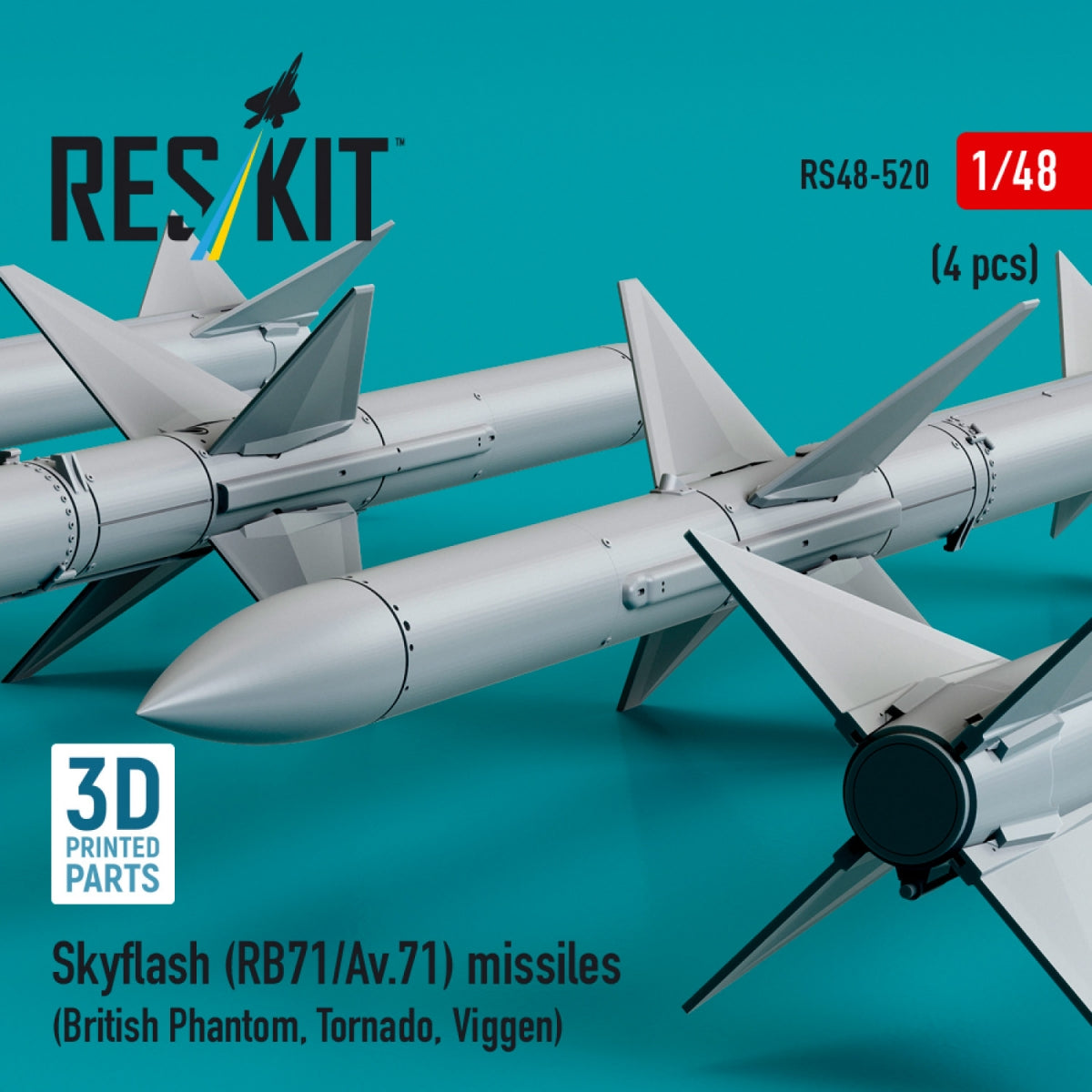 RESKIT RS48-0520 Skyflash (RB71/Av.71) missiles (4 pcs) (3D Printed) 1/48 – image 3