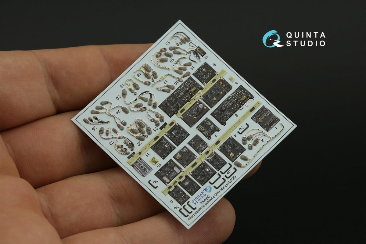 Quinta Studio QD35117 AH-64D Extended forward avionics bays 3D-Printed &amp;amp; colored Interior on decal paper (Meng) 1/35 – Bild 5