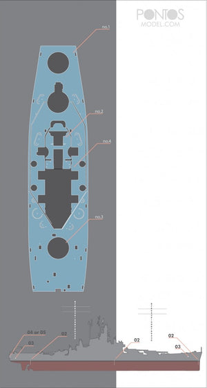 Pontos 35026WD1 USS BB-60 Alabama Wooden Deck set 1/350 – image 3
