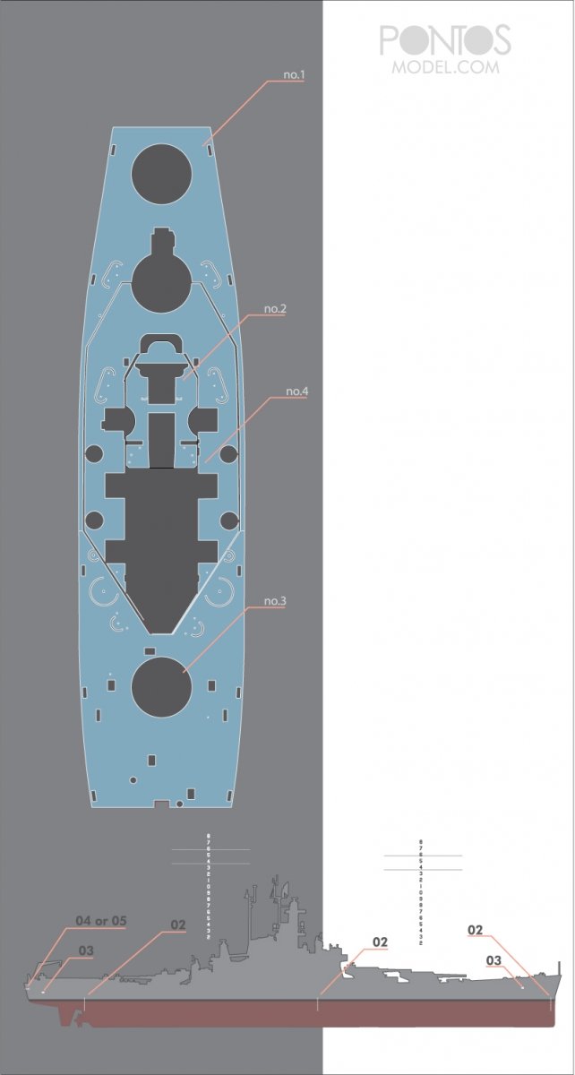 Pontos 35026WD1 USS BB-60 Alabama Wooden Deck set 1/350 – image 3