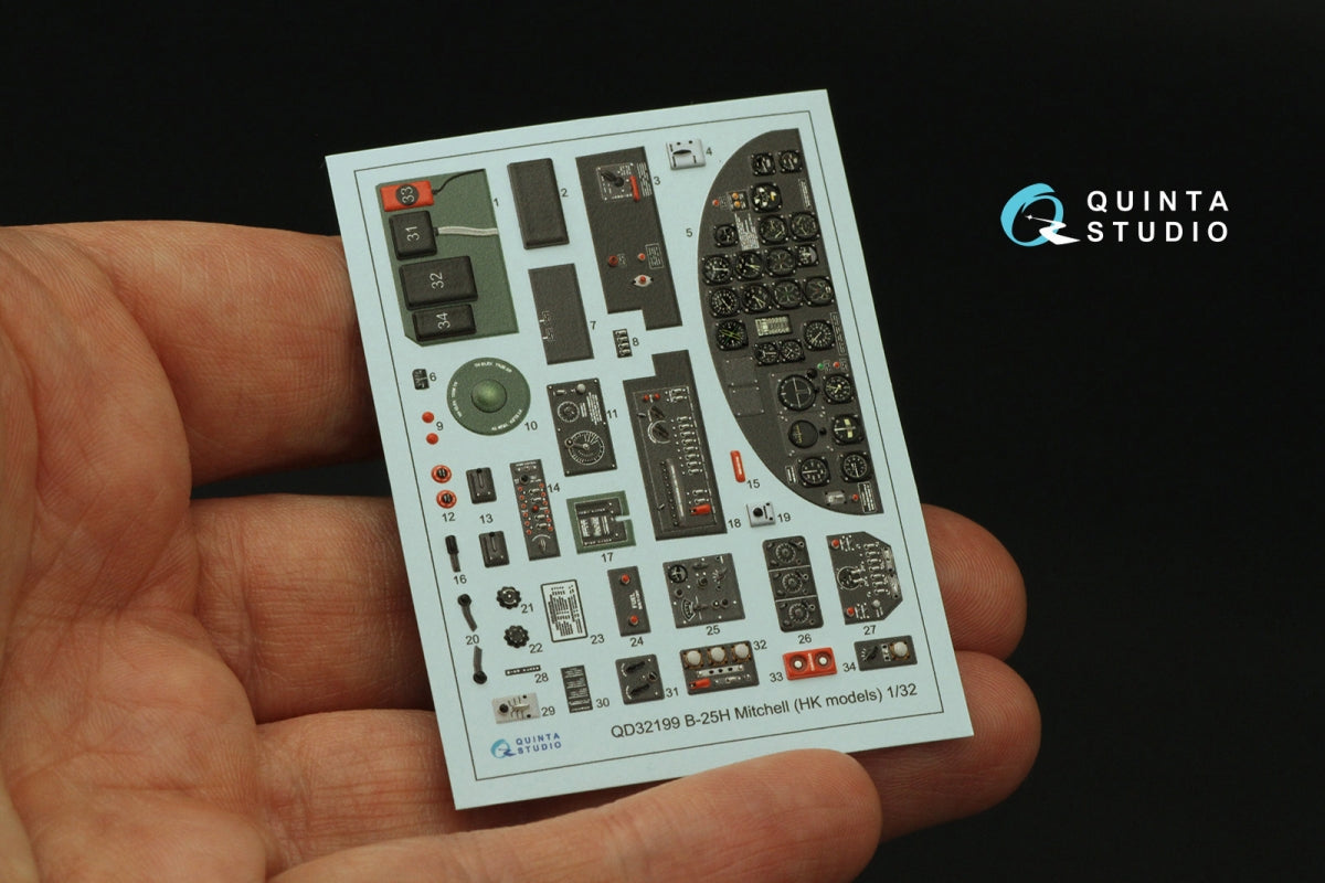 Quinta Studio QD32199 B-25H Mitchell 3D-Printed &amp;amp; colored Interior on decal paper (HK models) 1/32 – Bild 4