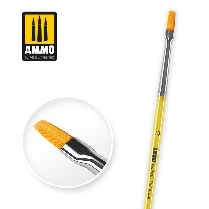 Ammo of Mig 8622 Synthetic Flat Brush 10 synthetic brush