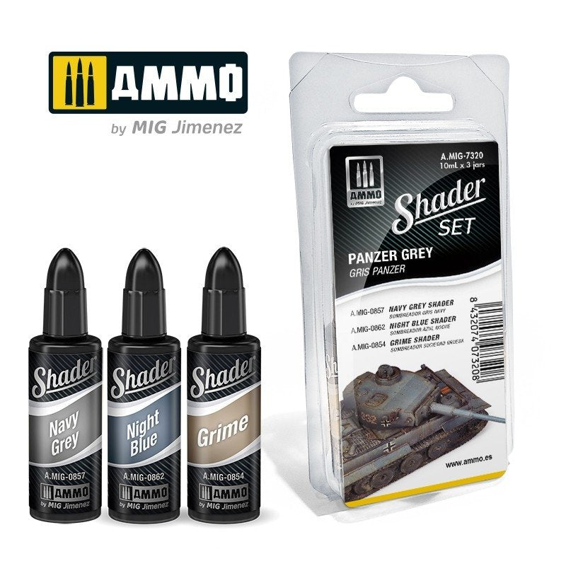 Ammo of Mig 7320 SHADER Set Panzer Gray 3x10ml