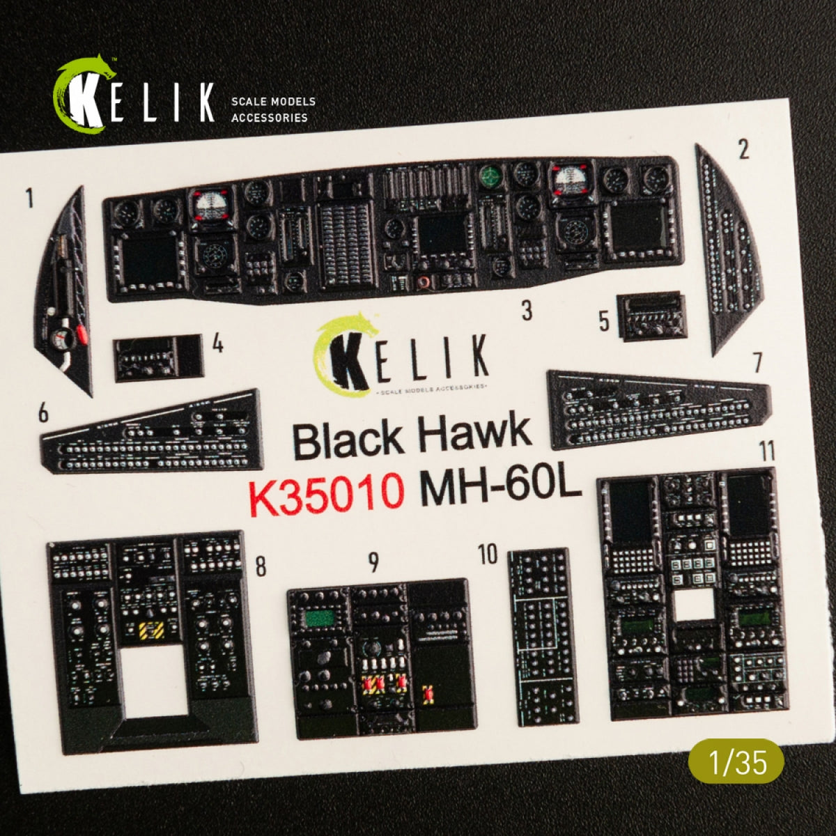 KELIK K35010 MH-60L BLACK HAWK INTERIOR 3D DECALS FOR KITTY HAWK KIT 1/35 – immagine 3