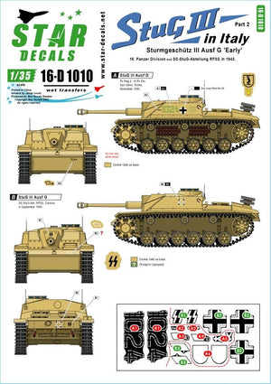 Star Decals 16-D1010 StuG III in Italy #2. Sturmgeschutz III Ausf G Early 1/16