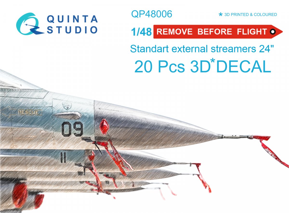 Quinta Studio QP48006 "Remove Before Flight" standard external streamer 24", 20 Pcs 1/48