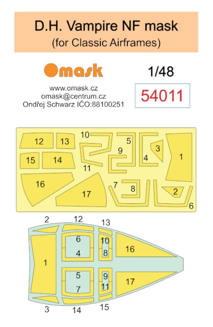 Masque de vampire Omask 54011 DH (pour Classic Airframes) 1/48