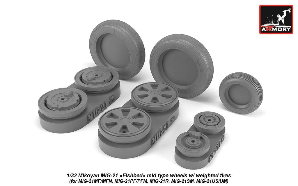 Armory Models AW32010 Mikoyan MiG-21 Fishbed wheels w/ weighted tires, mid 1/32 – image 2