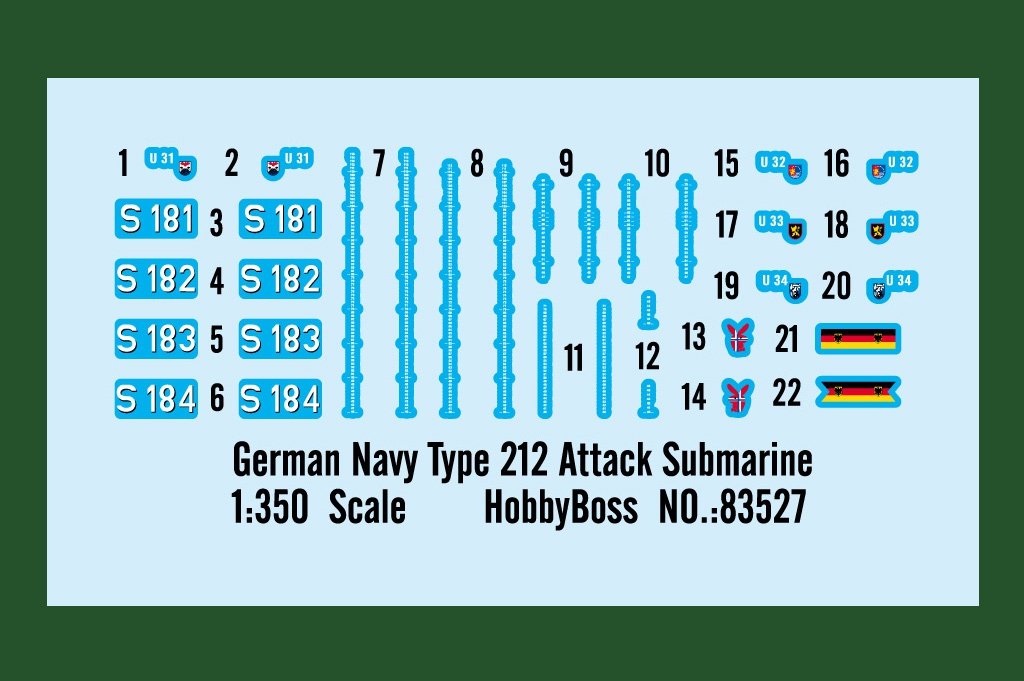 Hobby Boss 83527 German Navy Type 212 Attack Submarine 1/350 – obrázek 2