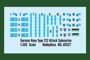 Hobby Boss 83527 German Navy Type 212 Attack Submarine 1/350 – obrázek 2