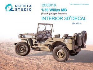 Quinta Studio QD35018 Willys MB 3D-Printed &amp;amp; colored Interior on decal paper (for all kit) 1/35