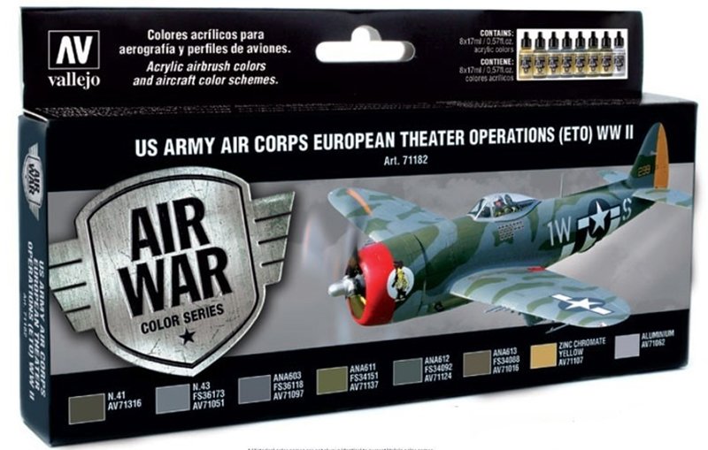 Vallejo 71182 Model Air 8-Paint Set - US Army Air Corps Colors (ETO) WWII