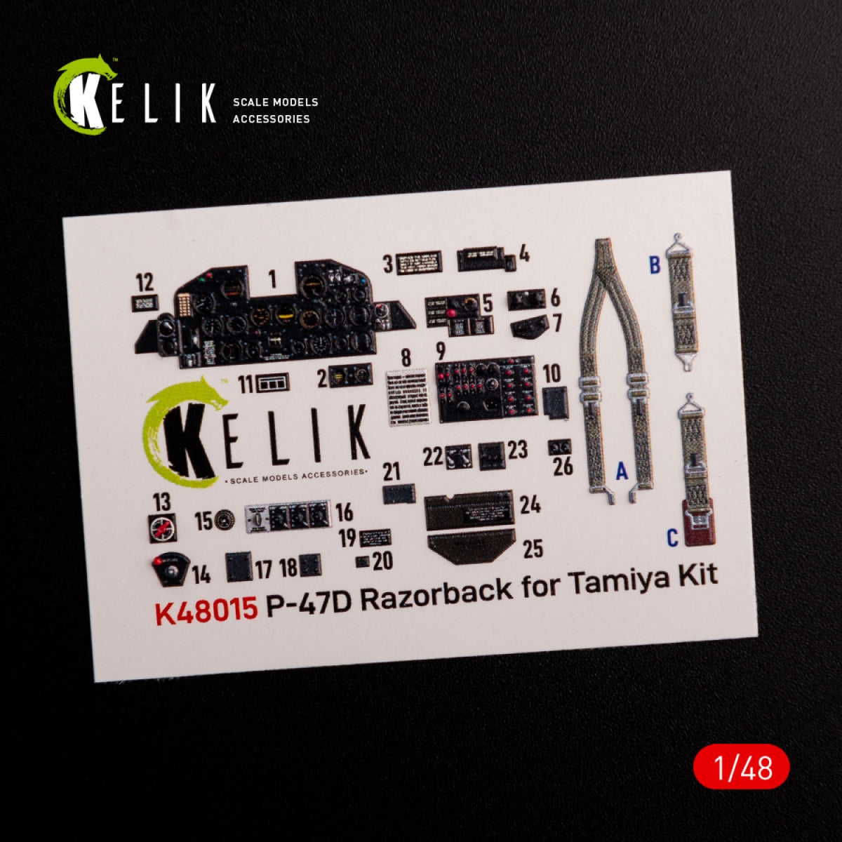 KELIK K48015 P-47D &amp;quot;Razorback&amp;quot; interior 3D decals for Tamiya kit 1/48 – immagine 2