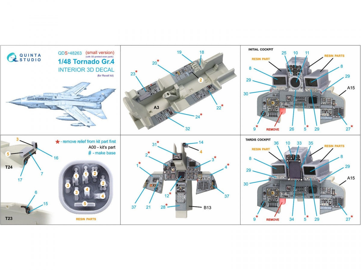 Quinta Studio QDS+48263 Tornado GR.4 3D-Printed colored Interior on decal paper (Revell) (small version) (with 3D-printed resin parts) 1/48 – image 3