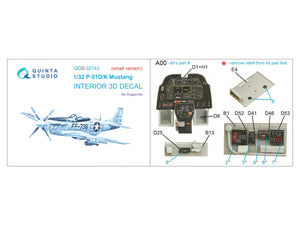 Quinta Studio QDS-32143 P-51D/K Mustang 3D-Printed colored Interior on decal paper (Dragon) (Small version) 1/32 – obrázek 2
