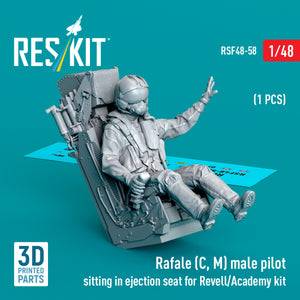 RESKIT RSF48-0058 Rafale (C, M) female pilot sitting in ejection seat for Revell/Academy kit (1 pcs) (3D Printed) 1/48