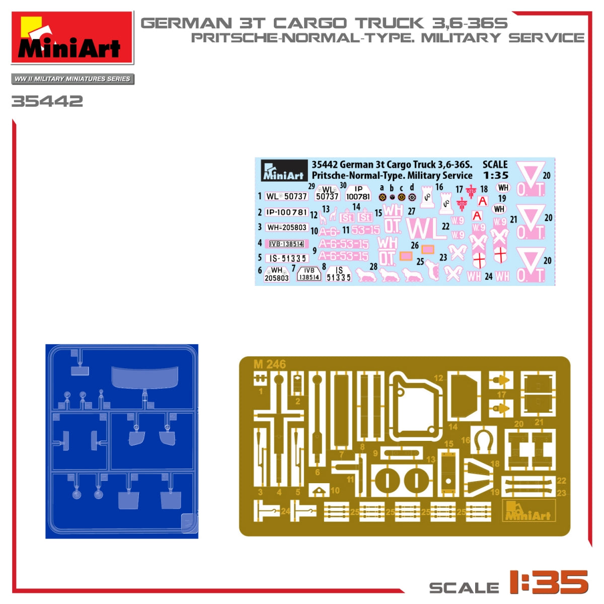 Miniart 35442 GERMAN 3T CARGO TRUCK 3.6-36S. PRITSCHE-NORMAL-TYPE. MILITARY SERVICE 1/35 – imagen 2