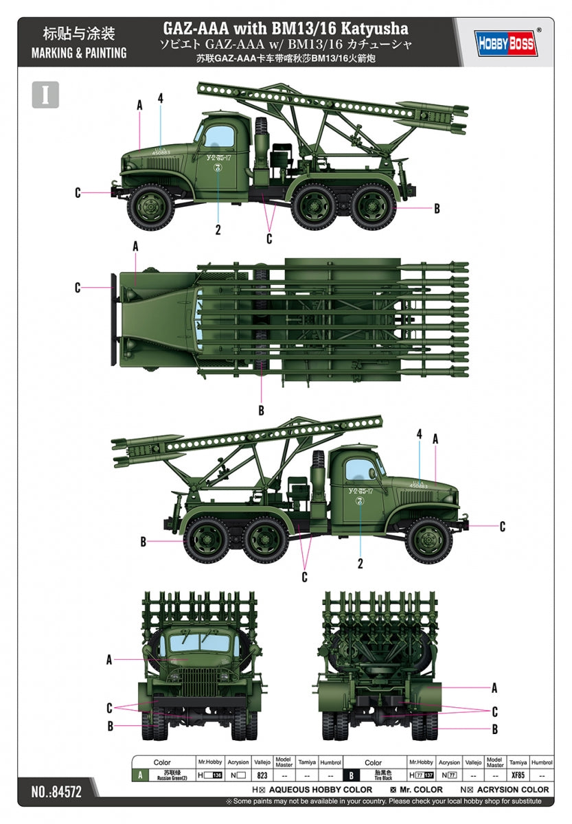 Hobby Boss 84572 GAZ-AAA with BM13/16 Katyusha 1/35 – obrázek 11