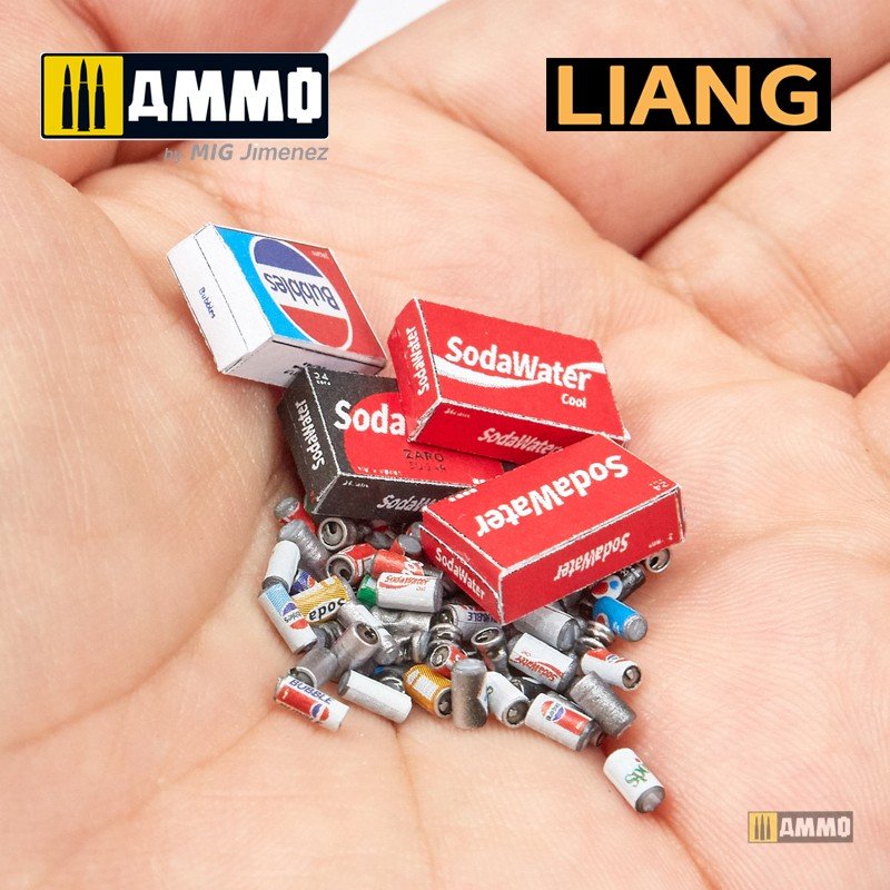 Liang 0411 3D-Print Model Soda Cans + Cardboard Boxes 1960s-1990s 1/35 – image 9