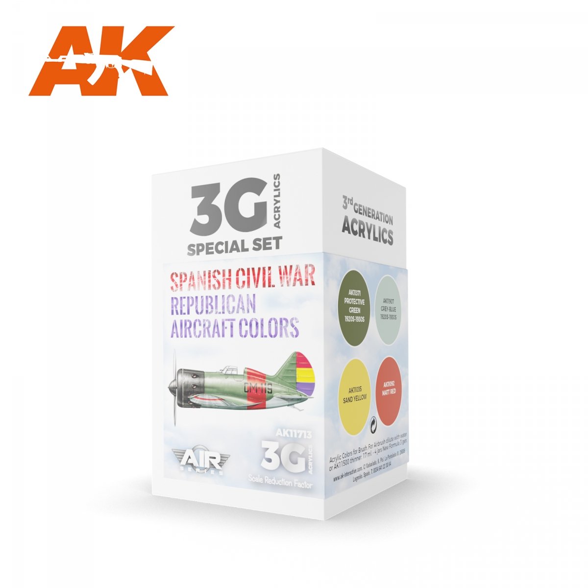 AK Interactive AK11713 GUERRE CIVILE ESPAGNOLE. COULEURS DES AVIONS RÉPUBLICAINS 4 x 17 ml