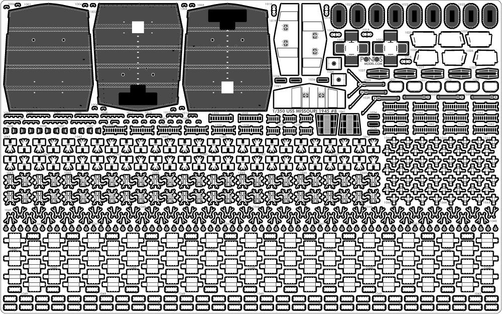 Pontos 35026FB USS BB-63 Missouri 1945 Detail Up Set (Deck Blue 20B stained wooden deck) 1/350 – Bild 16