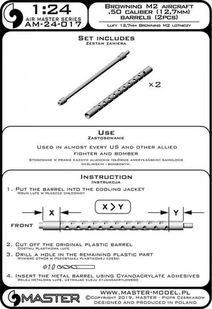 Master AM-24-017 Browning M2 aircraft MG barrels .50 caliber (12.7mm) (2 pcs.) 1/24 – obrázek 3