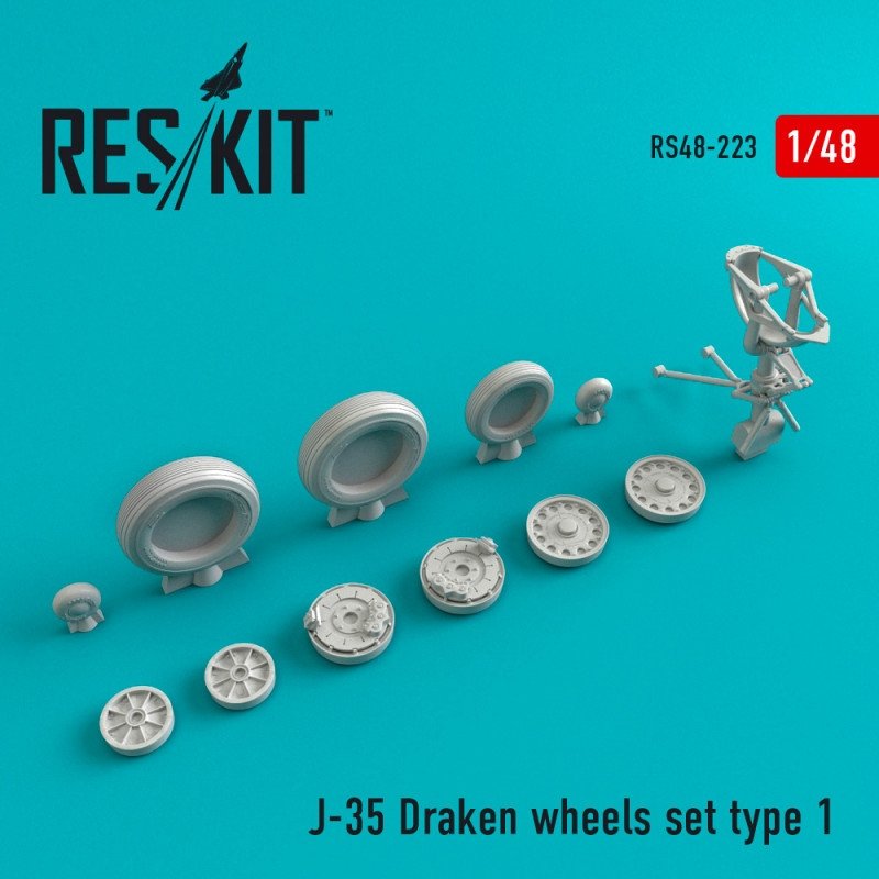 RESKIT RS48-0223 J-35 Draken wheels set type 1 1/48